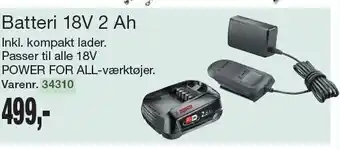 Harald Nyborg BOSCH Batteri 18V 2 Ah tilbud