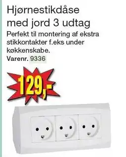 Harald Nyborg Hjørnestikdåse med jord 3 udtag tilbud