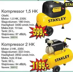 Harald Nyborg STANLEY Kompressor 1,5 HK eller Kompressor 2 HK tilbud