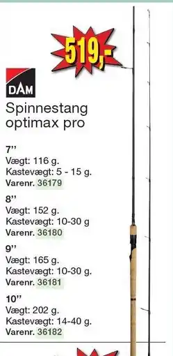 Harald Nyborg DAM Spinnestang optimax pro 7,8,9 eller 10 tilbud