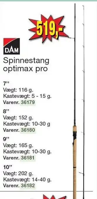 Harald Nyborg DAM Spinnestang optimax pro 7,8,9 eller 10 tilbud