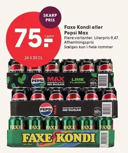 SPAR Faxe Kondi eller Pepsi Max tilbud