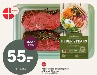 SPAR Peber Steaks af Tykstegsfilet af Dansk Oksekød tilbud