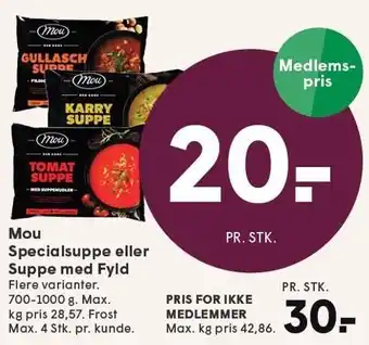 SPAR Mou Specialsuppe eller Suppe med Fyld tilbud