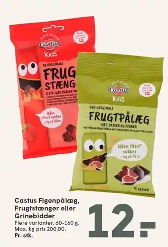 SPAR Castus Figenpålæg, Frugtstænger eller Grinebidder tilbud