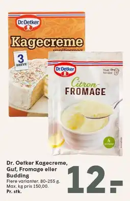 SPAR Dr. Oetker Kagecreme, Guf, Fromage eller Budding tilbud