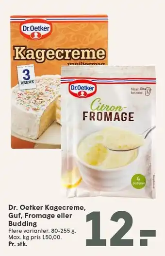 SPAR Dr. Oetker Kagecreme, Guf, Fromage eller Budding tilbud