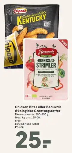 SPAR Chicken Bites eller Beauvais Økologiske Grøntsagsretter tilbud