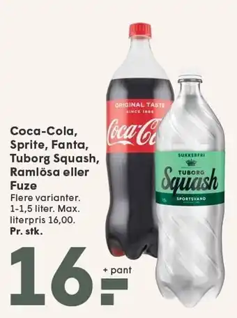 SPAR Coca-Cola, Sprite, Fanta, Tuborg Squash, Ramlösa eller Fuze tilbud