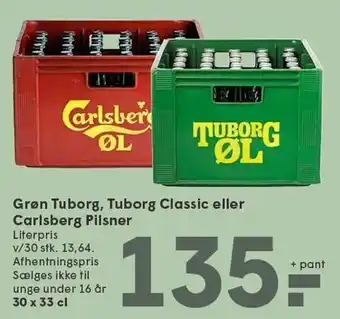 SPAR Grøn Tuborg, Tuborg Classic eller Carlsberg Pilsner tilbud