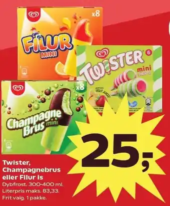 SuperBrugsen Twister, Champagnebrus eller Filur is tilbud