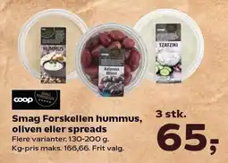 SuperBrugsen Smag Forskellen hummus, oliven eller spreads tilbud