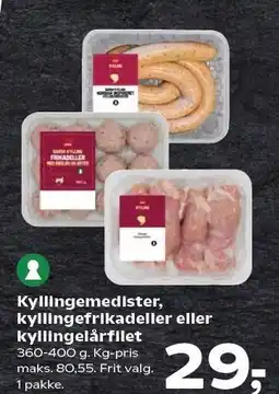 SuperBrugsen Kyllingemedister, kyllingefrikadeller eller kyllingelårfilet tilbud