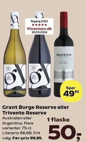 SuperBrugsen Grant Burge Reserve eller Trivento Reserve tilbud