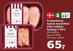 SuperBrugsen Frijsenborg dansk brystfilet eller hakket kylling 7-10% tilbud