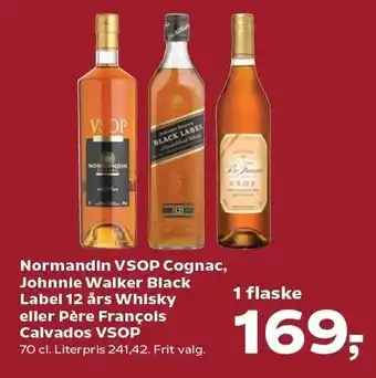 SuperBrugsen Normandin VSOP Cognac, Johnnie Walker Black Label 12 års Whisky eller Père Francois Calvados VSOP tilbud