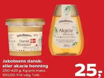 SuperBrugsen Jakobsens dansk- eller akacie honning tilbud