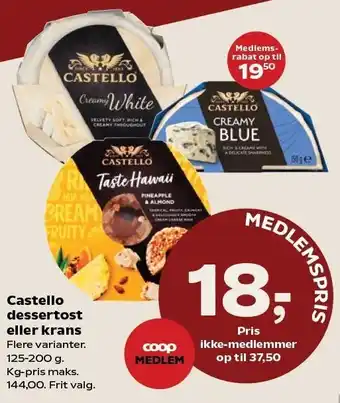 SuperBrugsen Castello dessertost eller krans tilbud