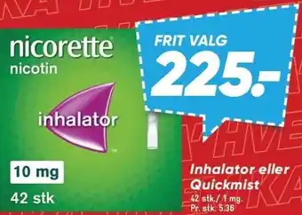 Bilka Nicorette Inhalator eller Quickmist tilbud