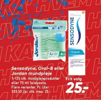 Bilka SENSODYNE , Oral-B eller Jordan mundpleje tilbud