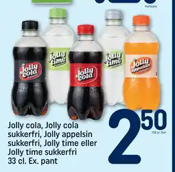 REMA 1000 Jolly cola, Jolly cola sukkerfri, Jolly appelsin sukkerfri, Jolly time eller Jolly time sukkerfri tilbud