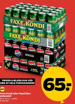 Netto Faxe Kondi eller Pepsi Max sodavand tilbud