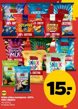 Netto KiMs chips maxipose +50% eller dipmix tilbud