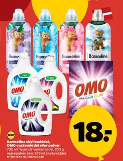 Netto Bamseline skyllemiddel, OMO vaskemiddel eller pulver r. liter 19,46 /pr. vask max. 1,80 tilbud