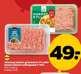 Netto Velsmag hakket grisekød 4-7% eller dansk hakket kyllingekød 7-10% tilbud