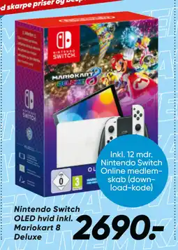 Bilka Nintendo Switch OLED hvid inkl. Mariokart 8 Deluxe tilbud