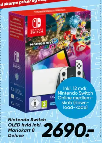 Bilka Nintendo Switch OLED hvid inkl. Mariokart 8 Deluxe tilbud