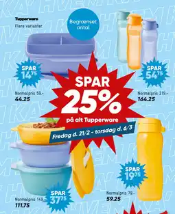 Bilka SPAR 25% på alt Tupperware tilbud