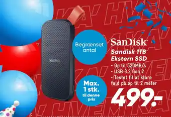 Bilka Sandisk 1TB Ekstern SSD tilbud