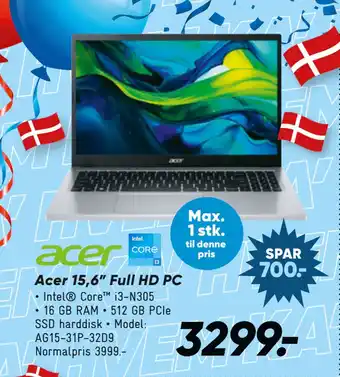 Bilka Acer 15,6” Full HD PC tilbud