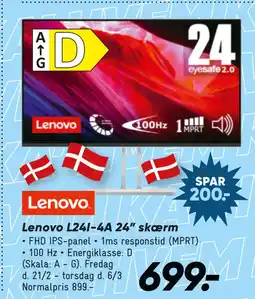 Bilka Lenovo L24I-4A 24” skærm tilbud