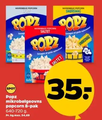 Netto Popz mikrobølgeovns popcorn 8-pak tilbud