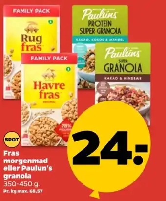 Netto Fras morgenmad eller paulun's granola tilbud