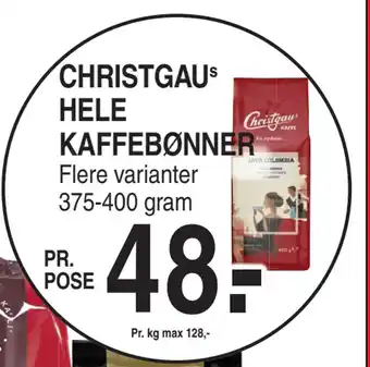 ABC Lavpris CHRISTGAUs HELE KAFFEBØNNER tilbud