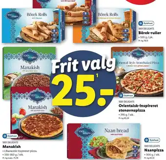 Lidl Börek-ruller, Orientalsk inspireret stenovnspizza, Naanpizza eller Manakish tilbud