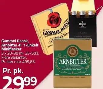 Fleggaard Gammel Dansk, Arnbitter el. 1-Enkelt Miniflasker tilbud