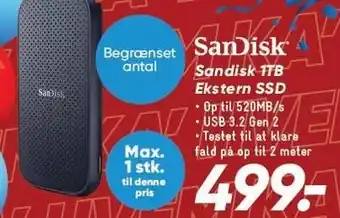 Bilka Sandisk 1TB Ekstern SSD tilbud