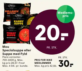 SPAR Mou Specialsuppe eller Suppe med Fyld tilbud