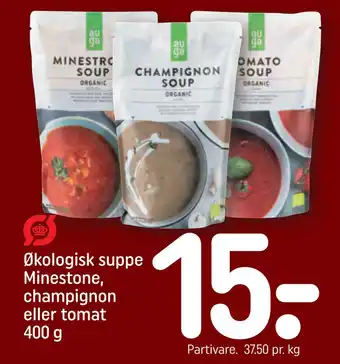 REMA 1000 Økologisk suppe Minestone, champignon eller tomat 400 g tilbud