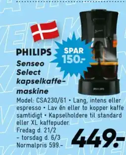 Bilka PHILIPS Senseo Select kapselkaffe- tilbud