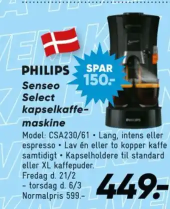 Bilka PHILIPS Senseo Select kapselkaffe- tilbud