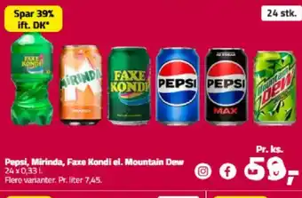 Fleggaard Pepsi, Mirinda, Faxe Kondi el. Mountain Dew tilbud