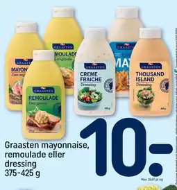 REMA 1000 GRAASTEN mayonnaise, remoulade eller dressing tilbud