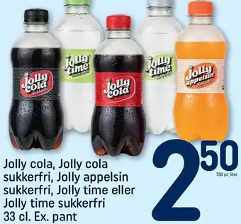 REMA 1000 Jolly cola, Jolly cola sukkerfri, Jolly appelsin sukkerfri, Jolly time eller Jolly time sukkerfri tilbud