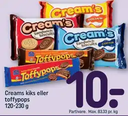 REMA 1000 Creams kiks eller toffypops tilbud