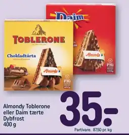 REMA 1000 Almondy Toblerone eller Daim tærte tilbud